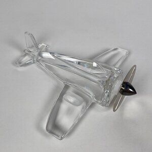 Sasaki 24% Lead Crystal Airplane Figurine Metal Blade Propeller Made in Japan